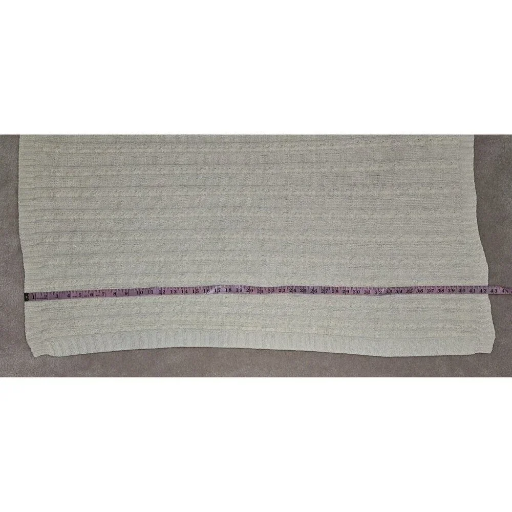NTBAY Ivory Cable Knit Throw Blanket 30x42